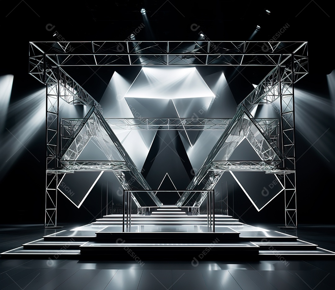 Palco com estrutura de ferro e metal