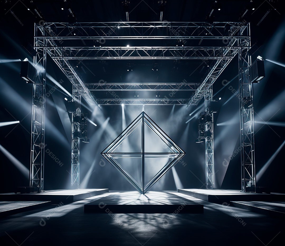 Palco com estrutura de ferro e metal