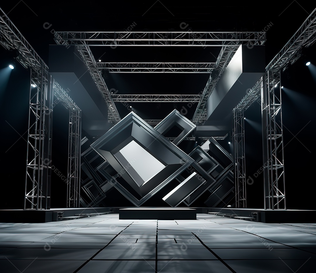 Palco com estrutura de ferro e metal