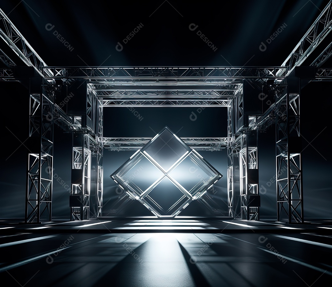 Palco com estrutura de ferro e metal