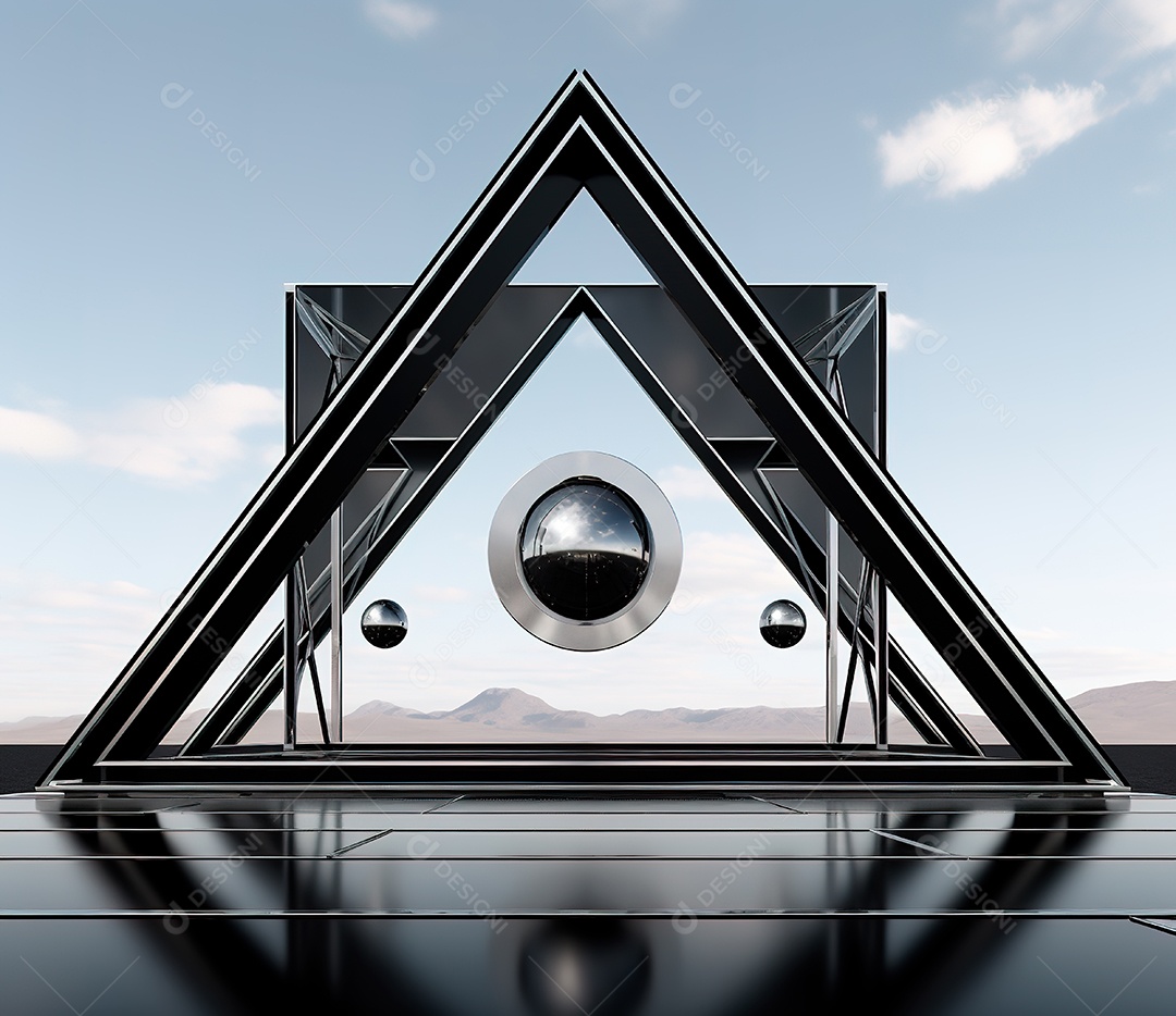 Palco com estrutura de ferro e metal