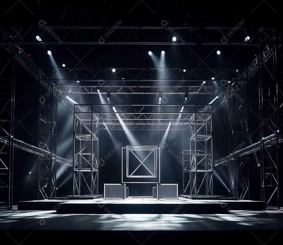 Palco com estrutura de ferro e metal