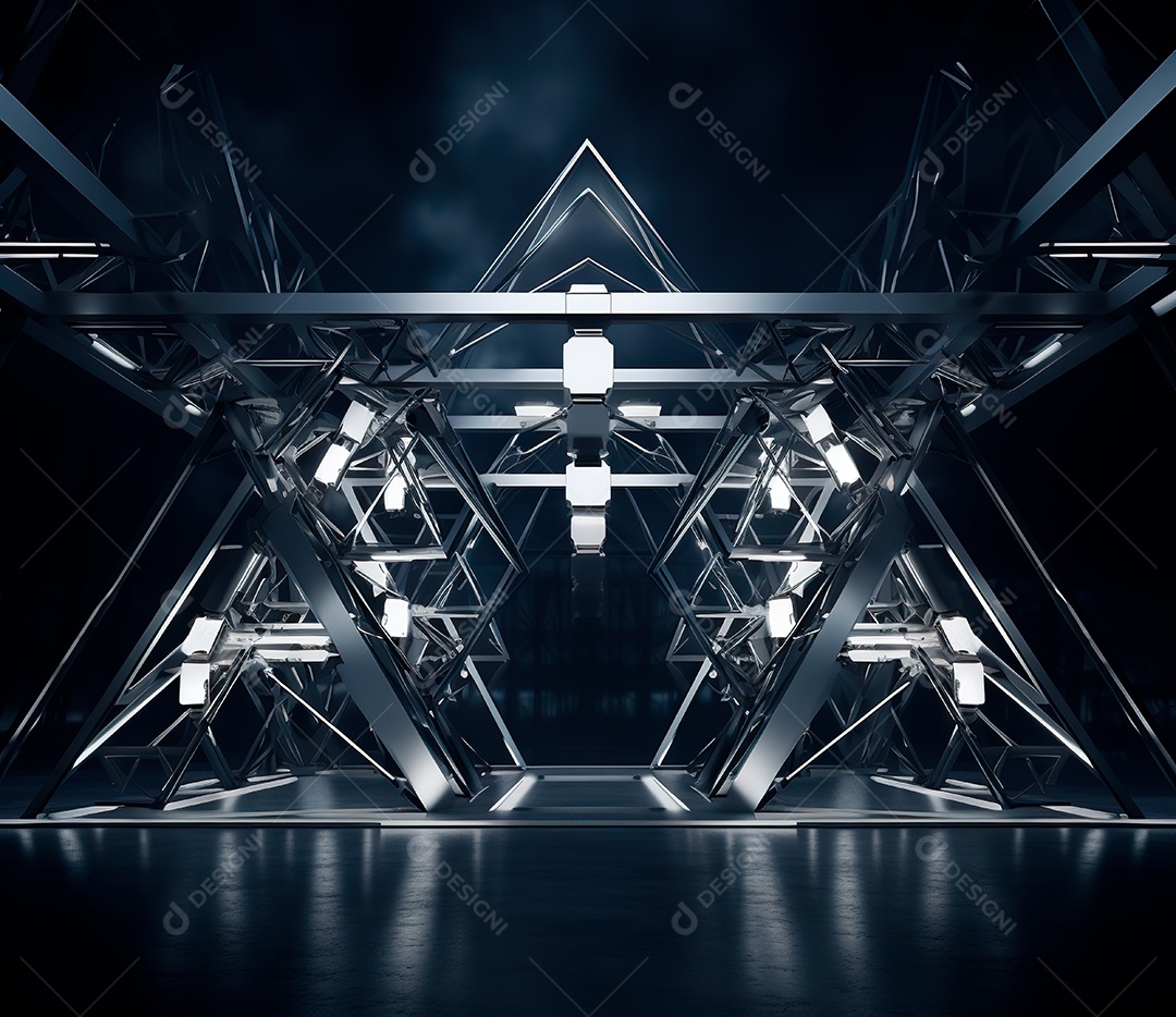 Palco com estrutura de ferro e metal