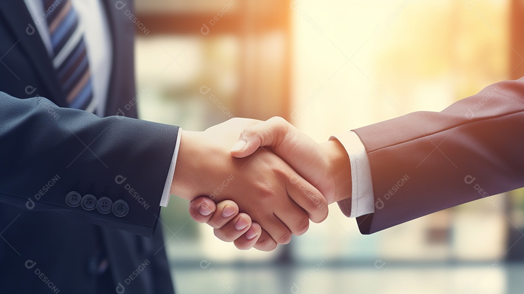 Dois verdadeiros homens de negócios apertam as mãos fechando négocios