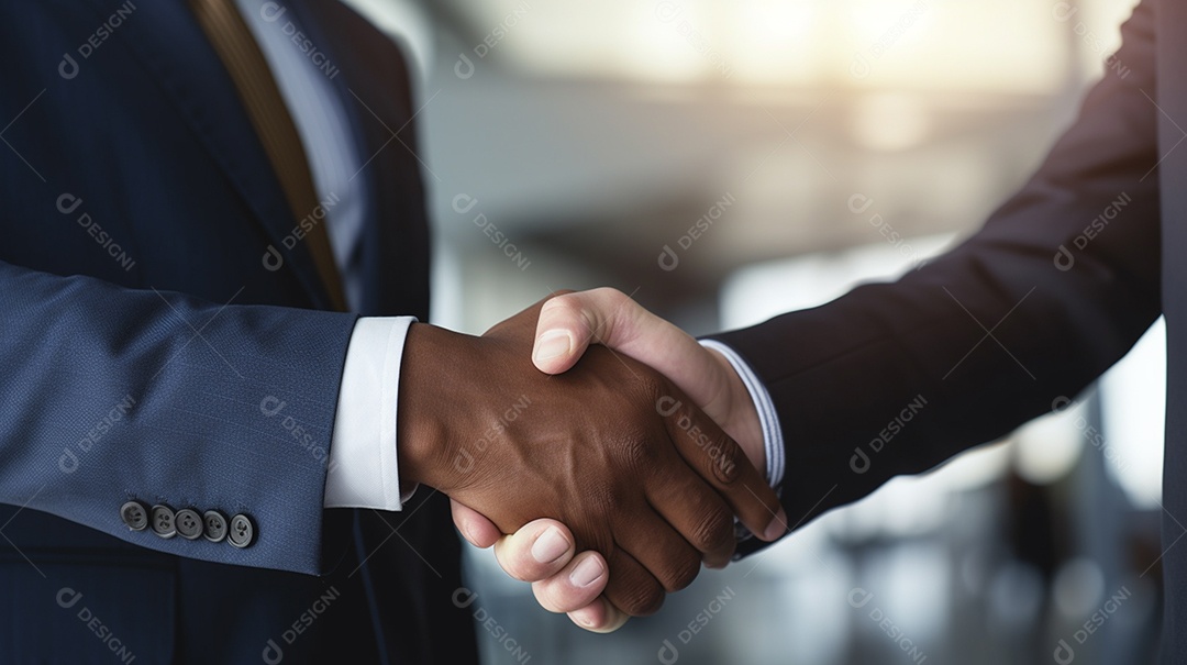 Dois verdadeiros homens de negócios apertam as mãos fechando négocios