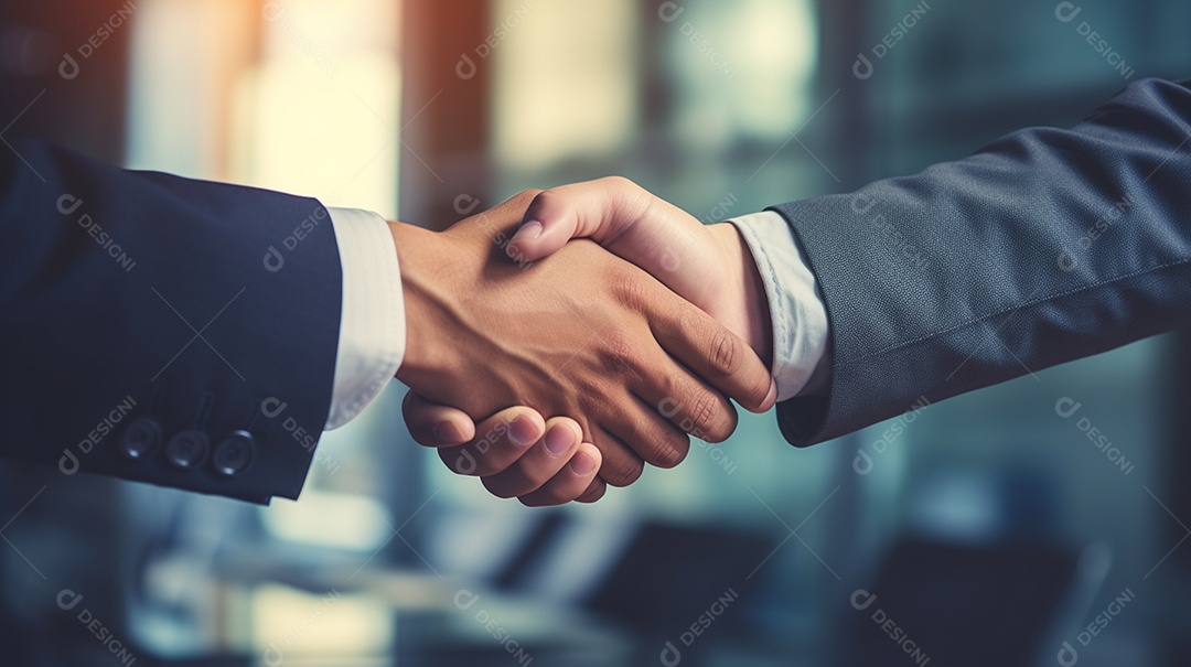 Dois verdadeiros homens de negócios apertam as mãos fechando négocios