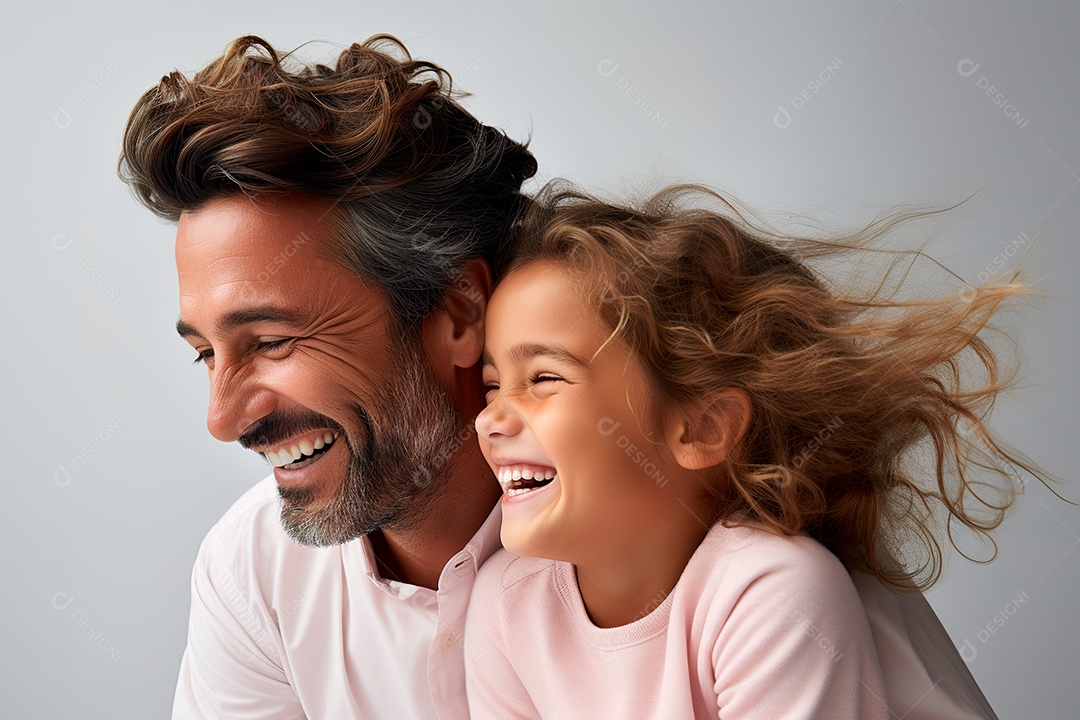 Pai e filha felizes sobre fundo isolado