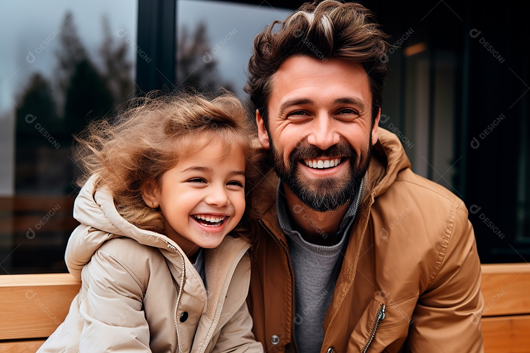 Pai e filha felizes sobre fundo isolado