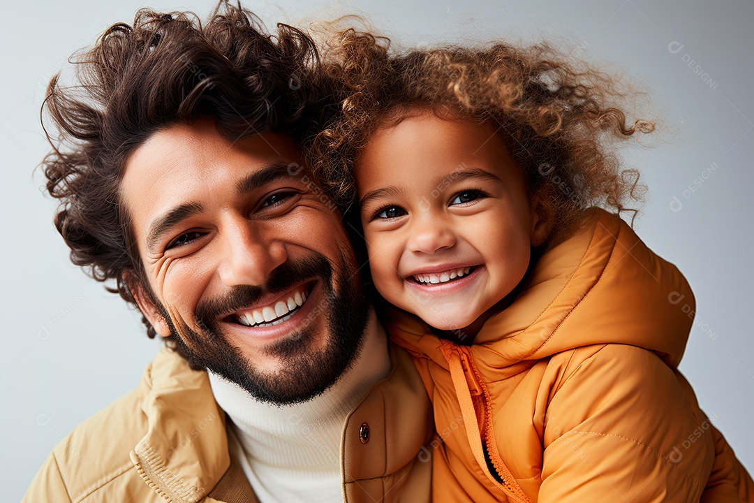 Pai e filha felizes sobre fundo isolado