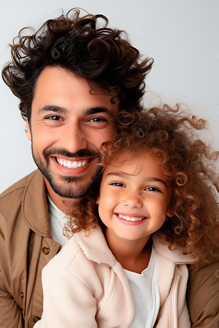Pai e filha felizes sobre fundo isolado