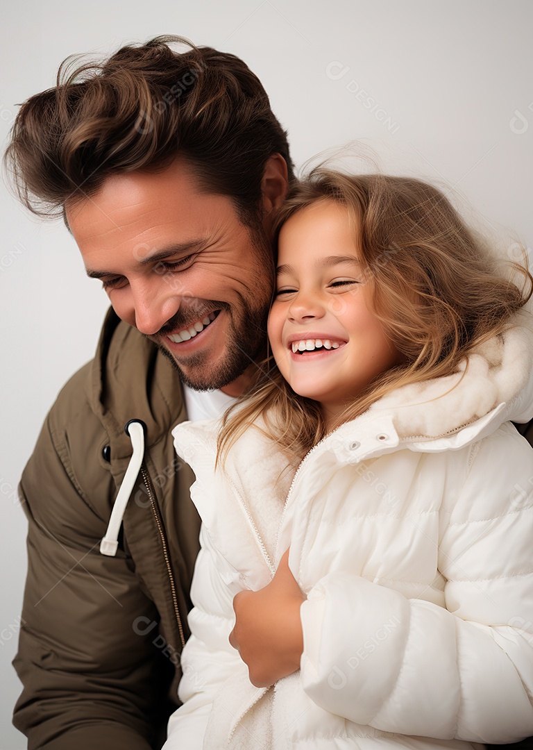 Pai e filha felizes sobre fundo isolado