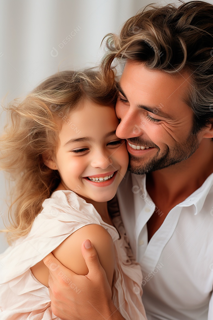 Pai e filha felizes sobre fundo isolado