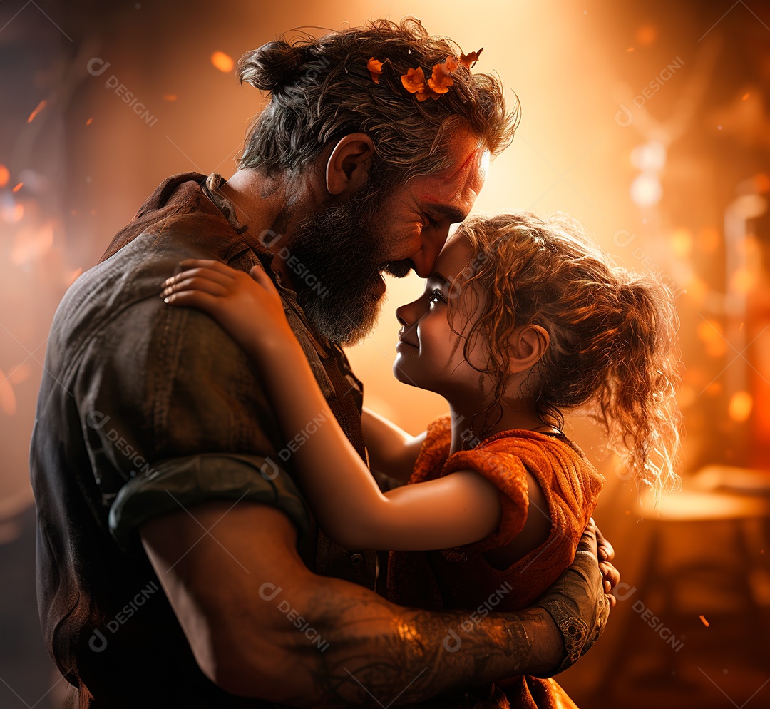 Pai e filha felizes sobre fundo isolado