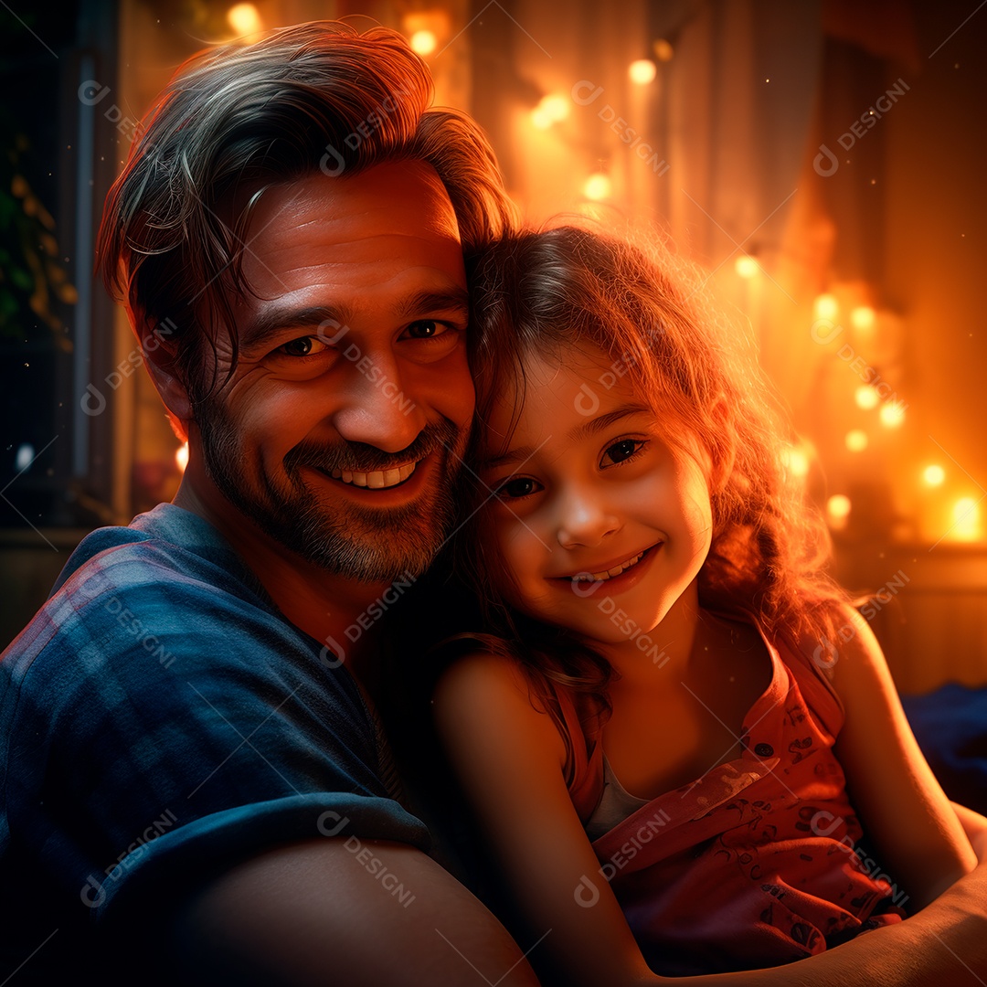 Pai e filha felizes sobre fundo isolado