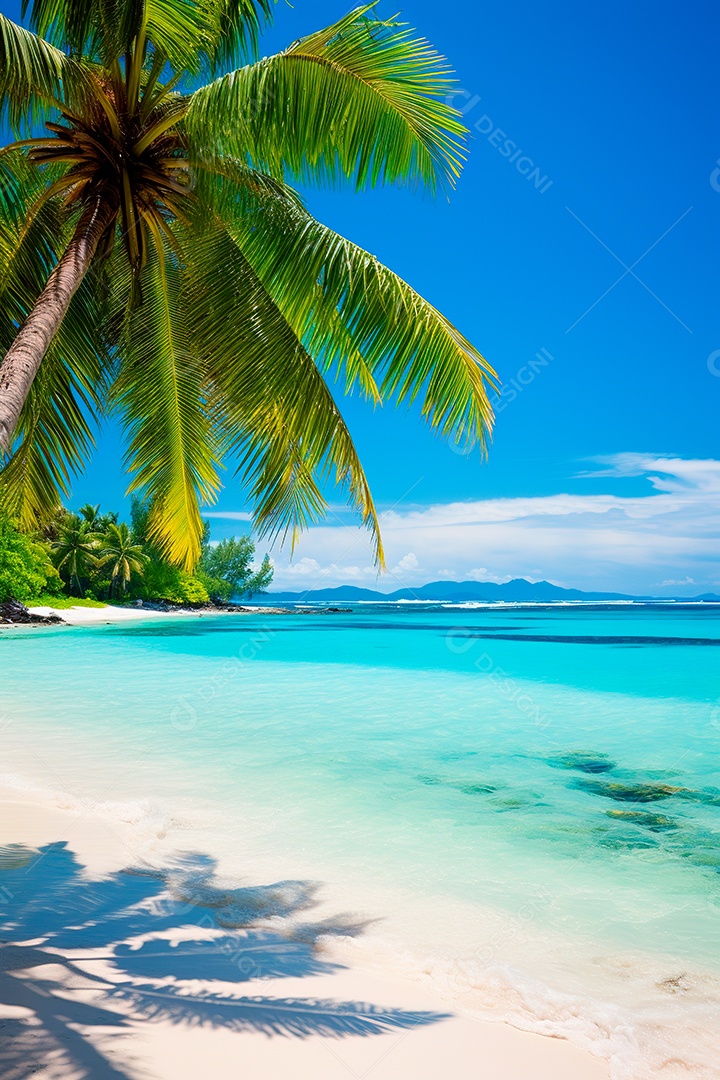 Fundo Praia serena e deserta, um oásis intocado onde as águas azuis encontram as areias douradas