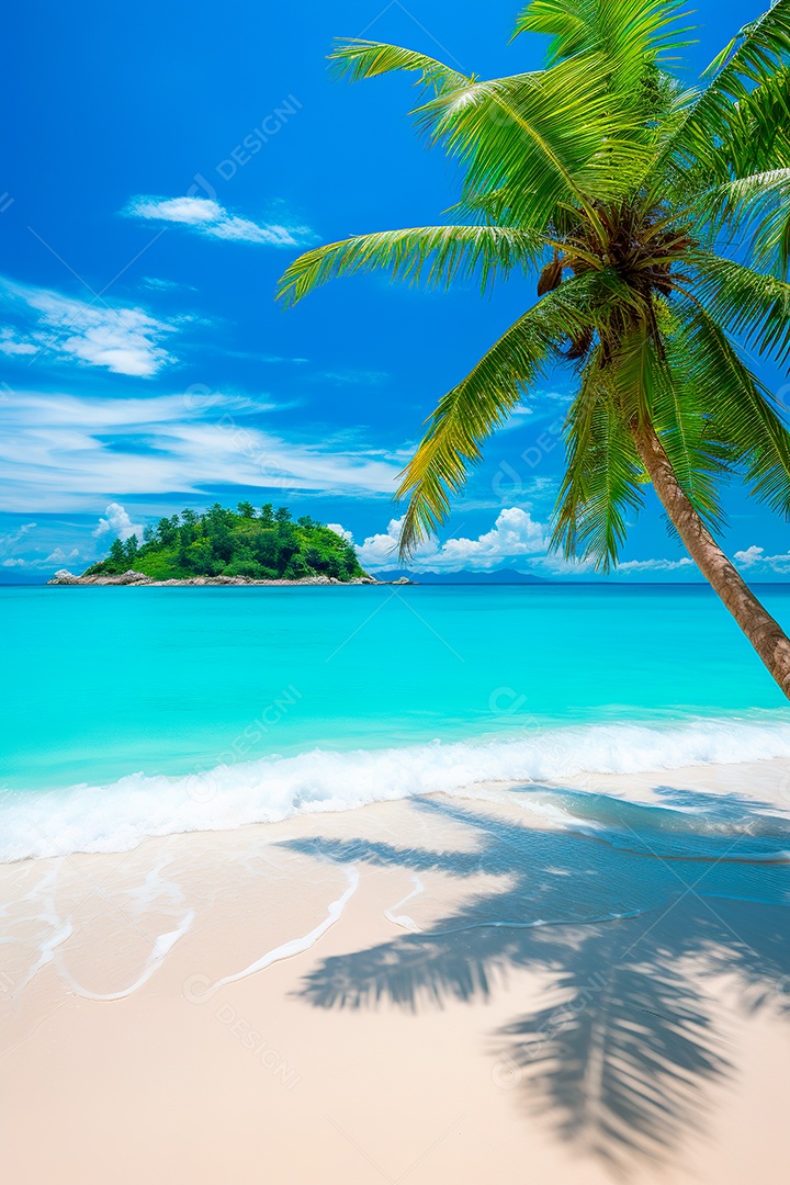 Fundo Praia serena e deserta, um oásis intocado onde as águas azuis encontram as areias douradas