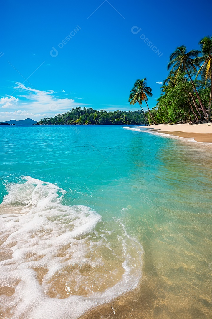 Fundo serena e deserta, um oásis intocado onde as águas azuis encontram as areias douradas