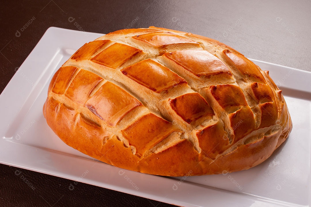 Vista de um pão de leite