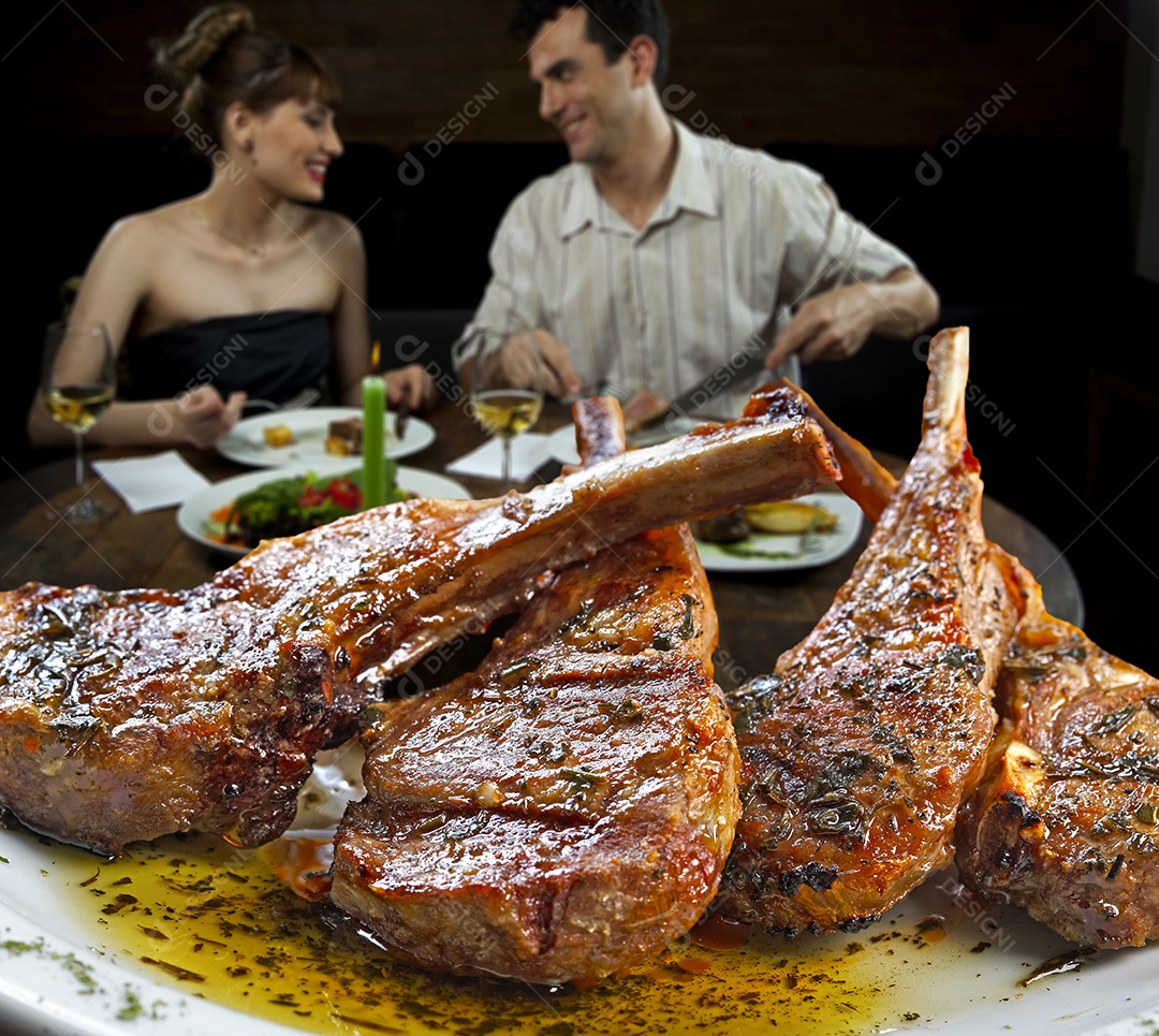 Costela assada com molho de azeite