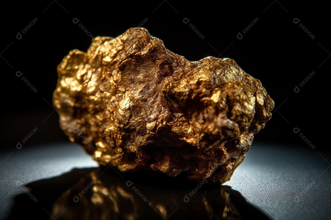 Uma pepita de ouro em fundo escuro