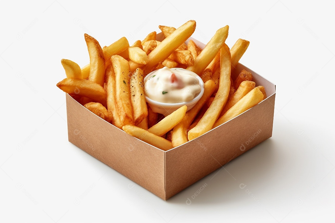 Batata frita sobre uma mesa branca