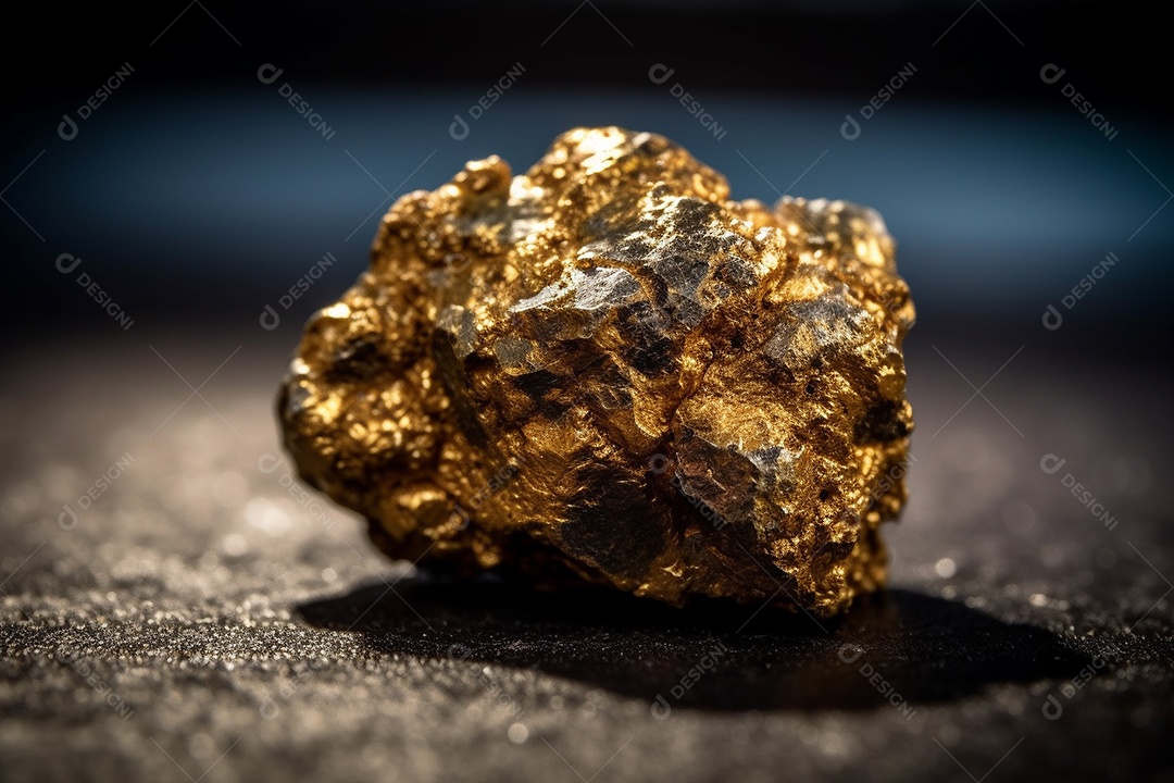 Pepita de ouro sobre uma mesa
