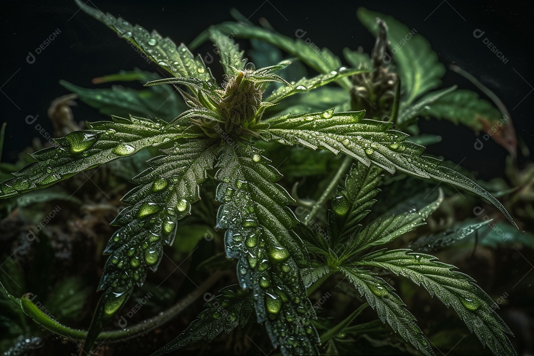 Retrato realista de cannabis sobre fundo isolado