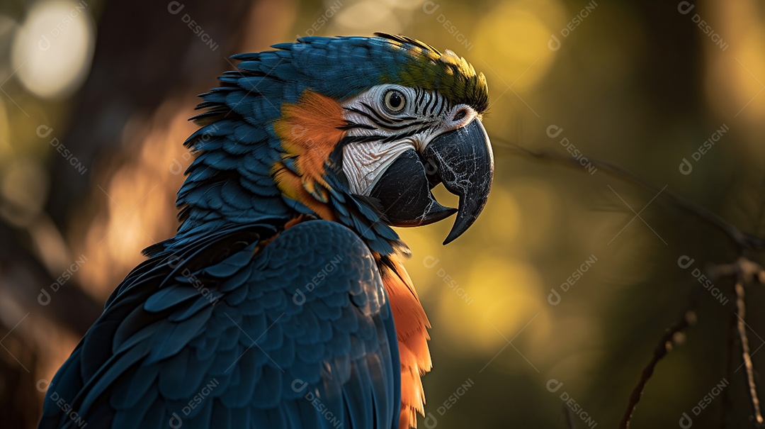 Linda arara sobre floresta