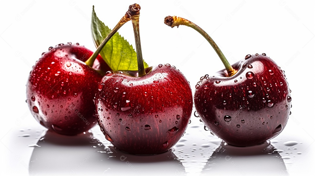 Cerejas sobre fundo isolado