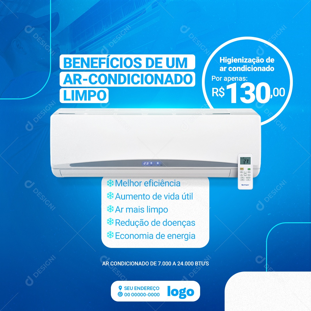 Benefícios de Um Ar-Condicionado Limpo Social Media PSD Editável