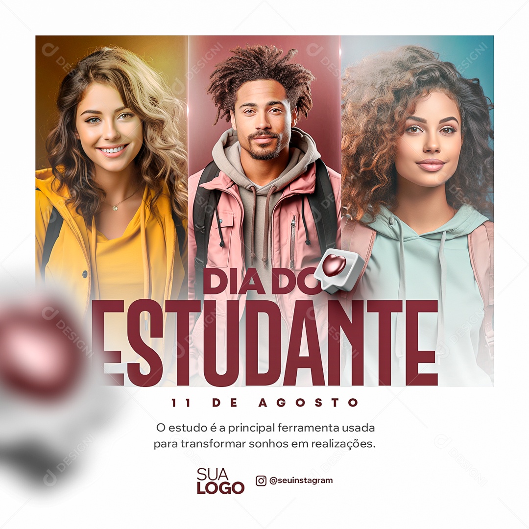 Social Media Dia Do Estudante 11 De Agosto PSD Editável