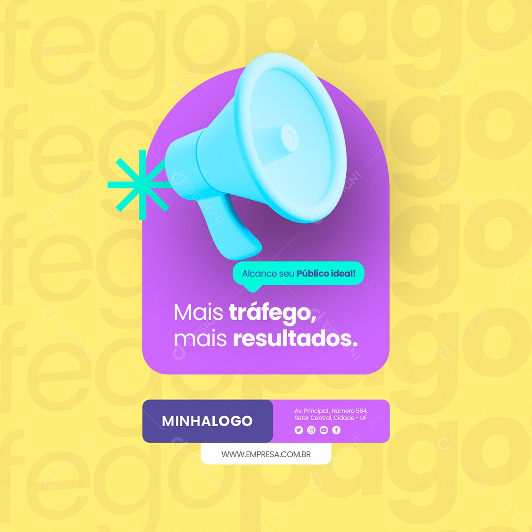 Tráfego Pago Mais Tráfego Mais Resultados Social Media PSD Editável