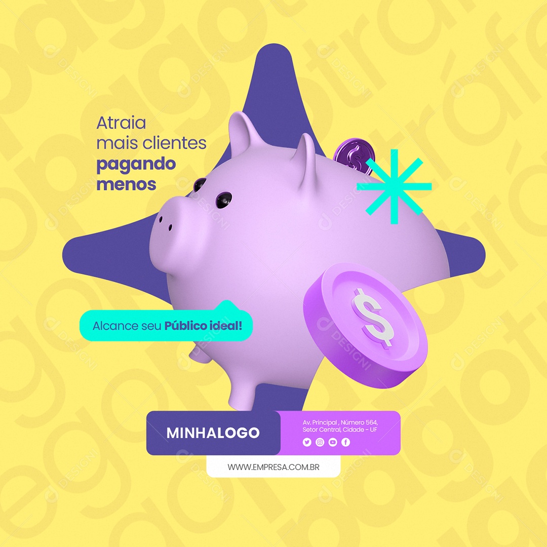 Tráfego Pago Atraia mais Clientes Pagando Menos Social Media PSD Editável