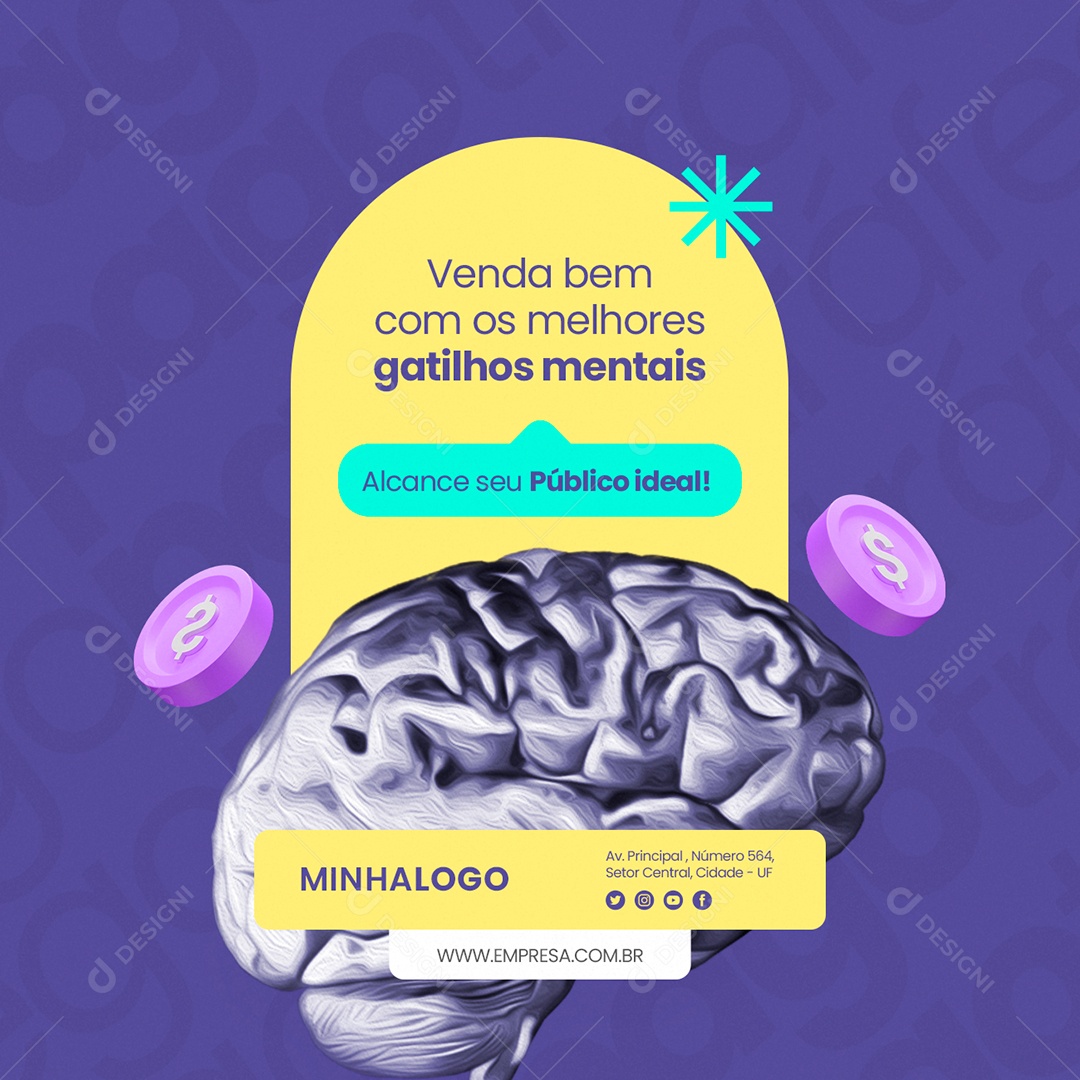 Tráfego Pago Vendas Bem Com os Melhores Gatilhos Digitais Social Media PSD Editável