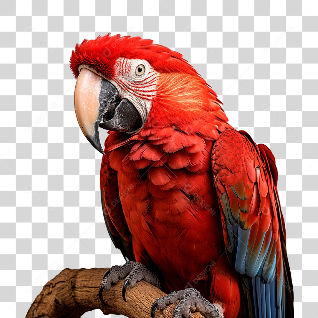 Arara Vermelha em Galho PNG Transparente