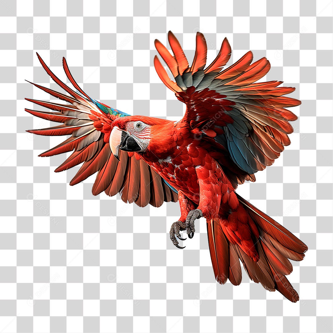 Arara Vermelha Voando PNG Transparente