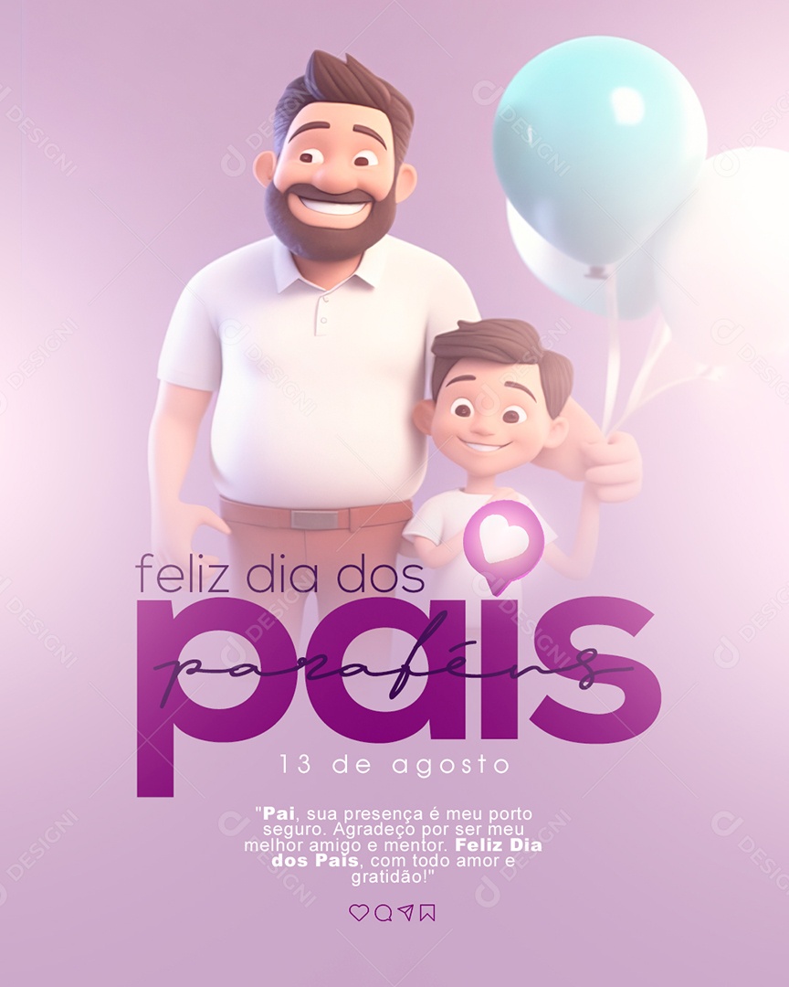 Feed Feliz Dia Dos Pais Parabéns 13 De Agosto Social Media PSD Editável