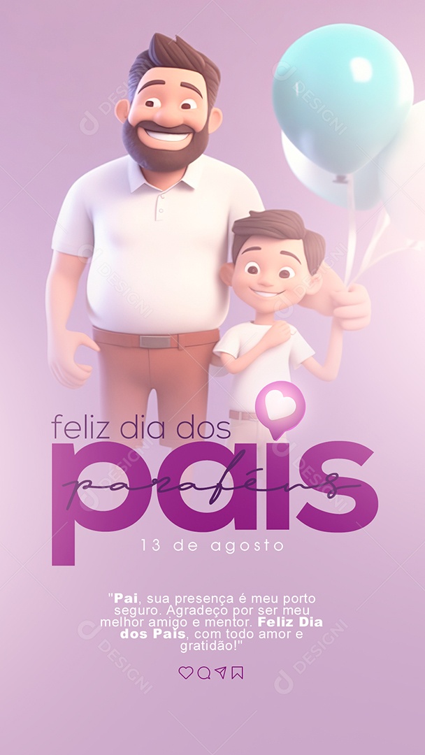 Story Feliz Dia Dos Pais Parabéns 13 De Agosto Social Media PSD Editável