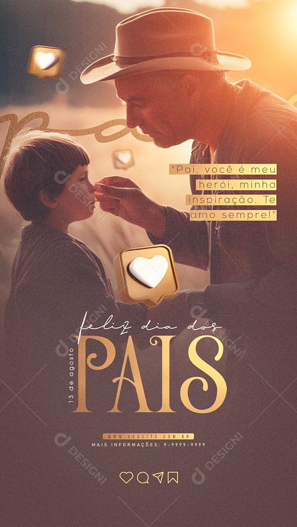 Social Media Story Feliz Dia Dos Pais 13 De Agosto PSD Editável
