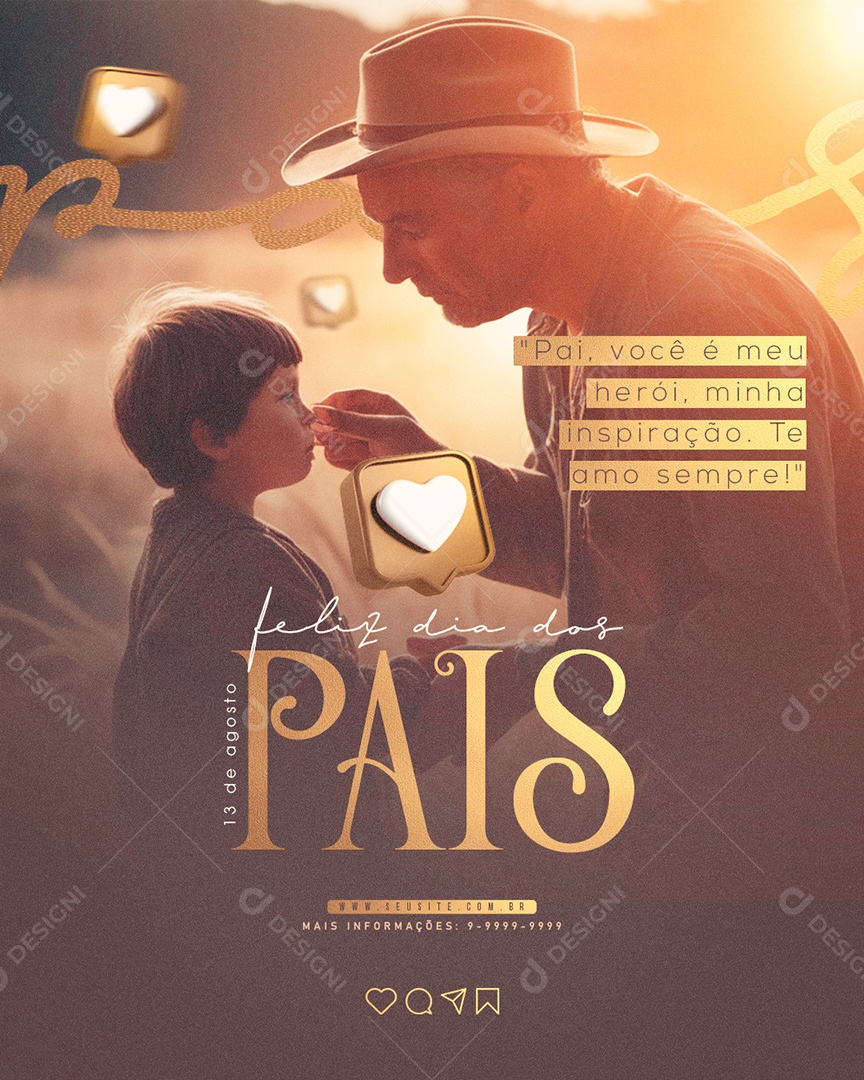 Social Media Feed Feliz Dia Dos Pais 13 De Agosto PSD Editável