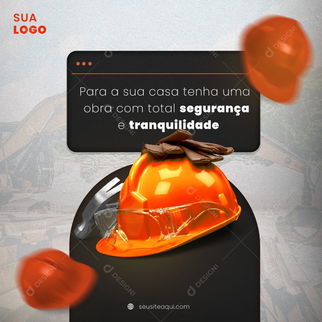 Para a Sua Casa Tenha Uma Obra com Total Social Media PSD Editável