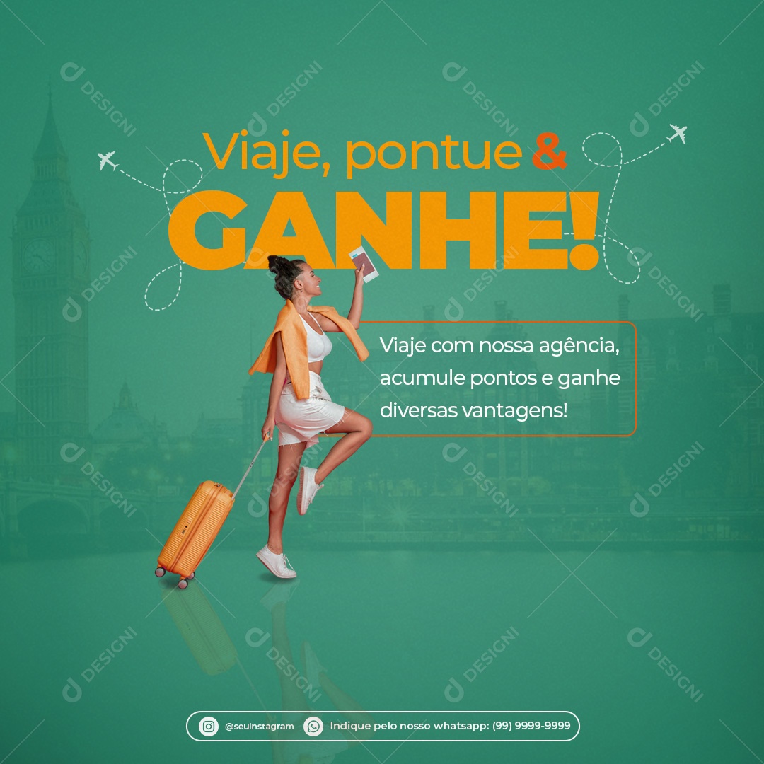 Viaje, pontue e Ganhe Social Media PSD Editável