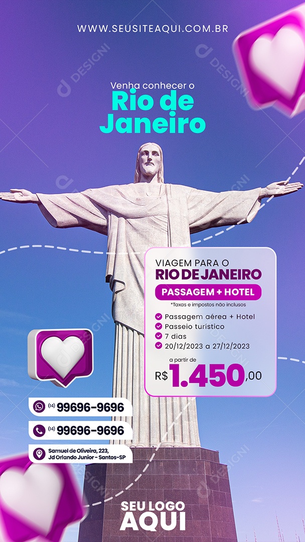 Story Venha Conhecer o Rio De Janeiro Social Media PSD Editável