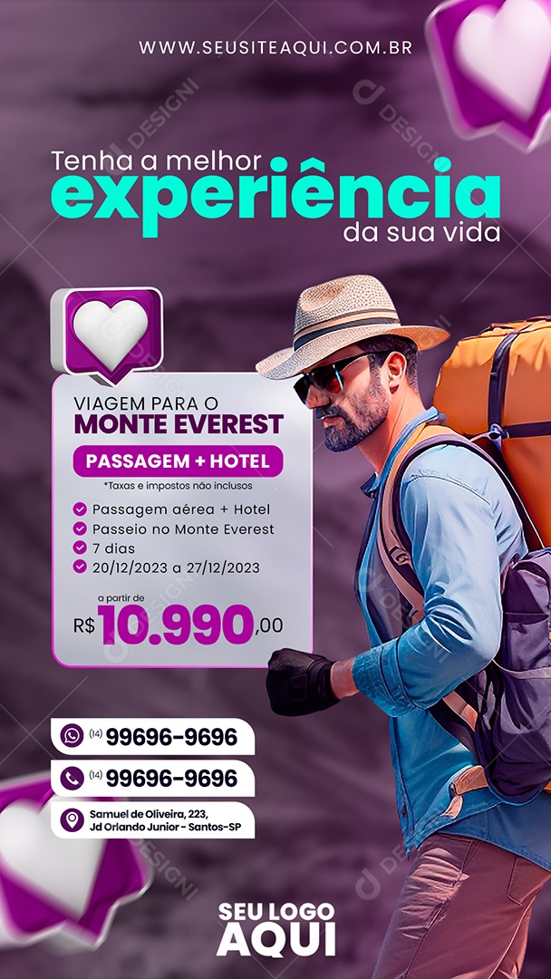 Social Media Story Tenha a Melhor Experiência Da Sua Vida PSD Editável