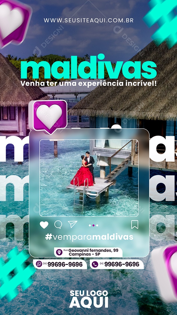 Story Maldivas Venha Ter Uma Experiência Incrível Social Media PSD Editável