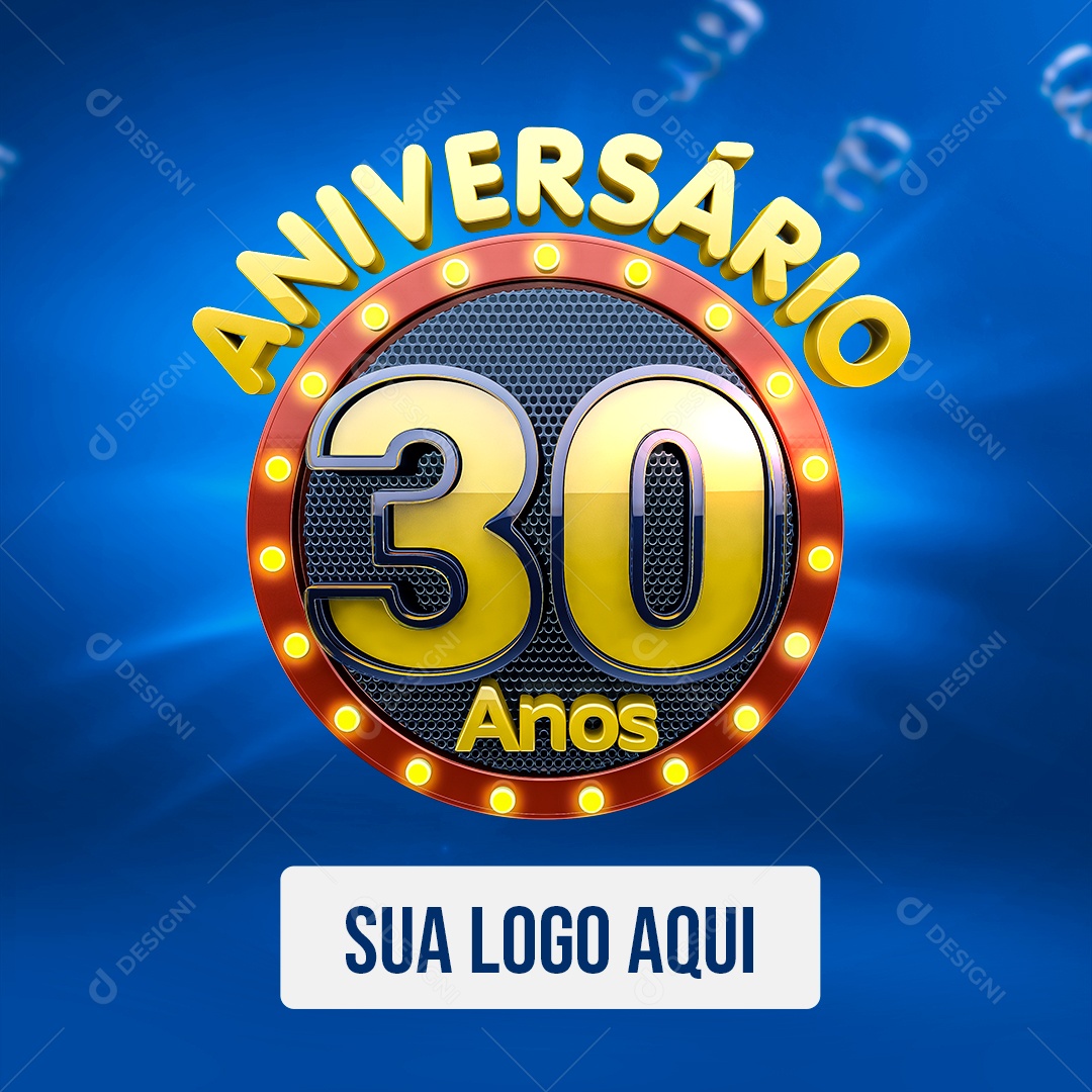 Aniversario 30 Anos Selo 3D Para Composição PSD