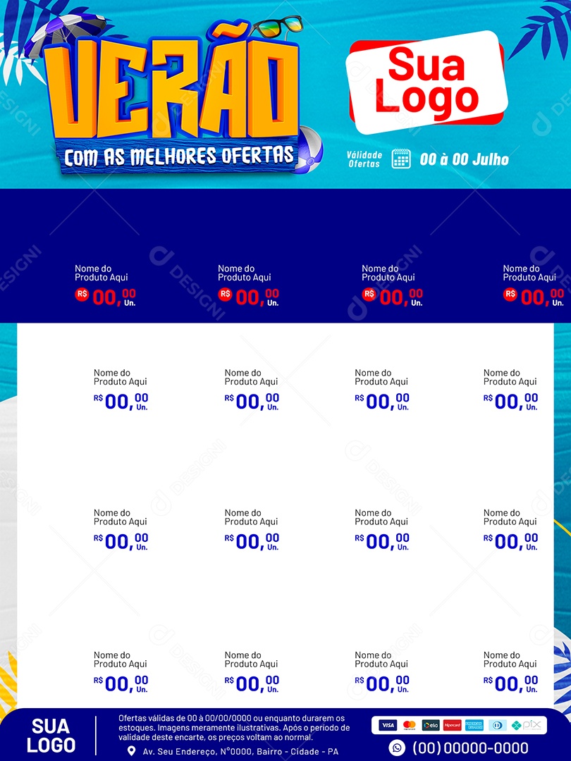 Verão com As Melhores Ofertas Social Media PSD Editável