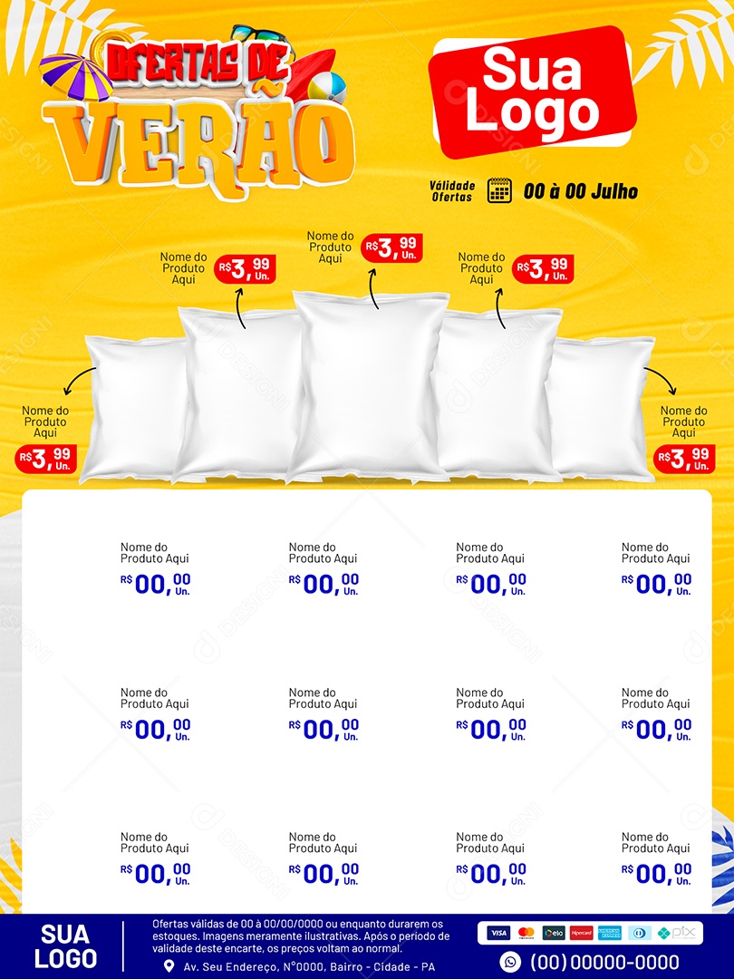 Encarte  Ofertas de Verão Social Media PSD Editável