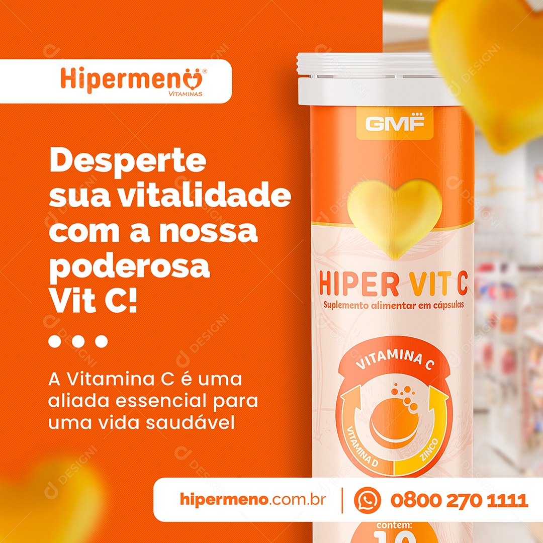 Desperte Sua Vitalidade Com A Nossa Poderosa Vit C Social Media PSD Editável