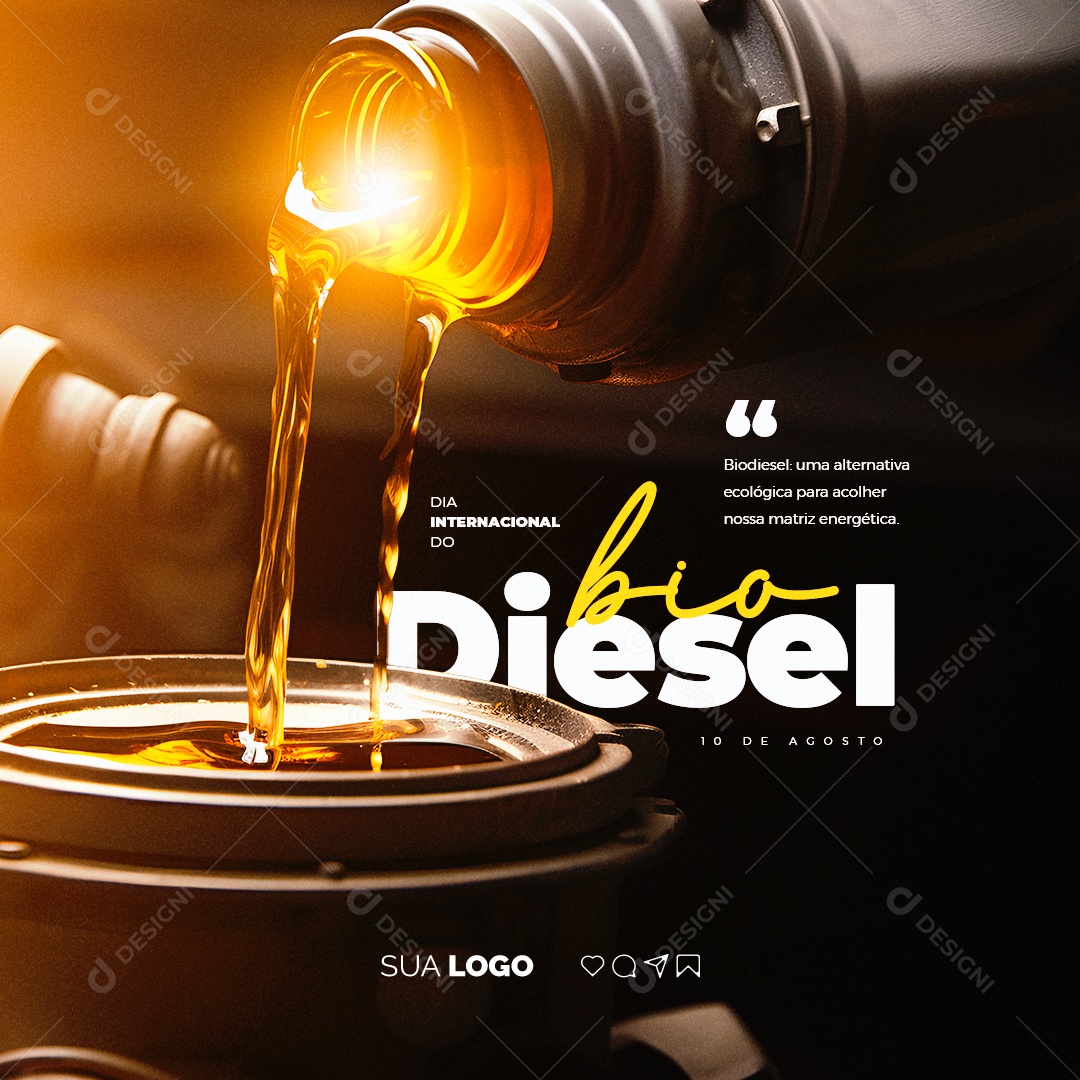 Dia Internacional do Biodiesel 10 de Agosto Social Media PSD Editável
